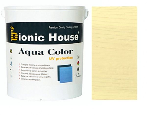 Лазур Bionic House лесуюча універсальна Aqua Color UV protect слонова кістка шовковистий мат 2,5 л