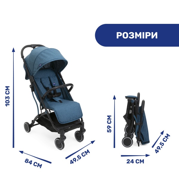 Коляска прогулочная Chicco Trolley Me синяя (79865.58) 