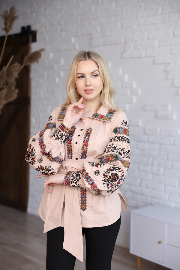 Вишиванка Galychanka Сокальська ружа р. XL бежевий Wb-0351