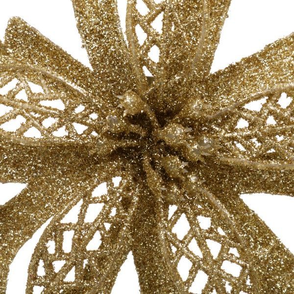 Декорація новорічна Shunda Квітка пуансетія завиток 14 см SD16-1814G