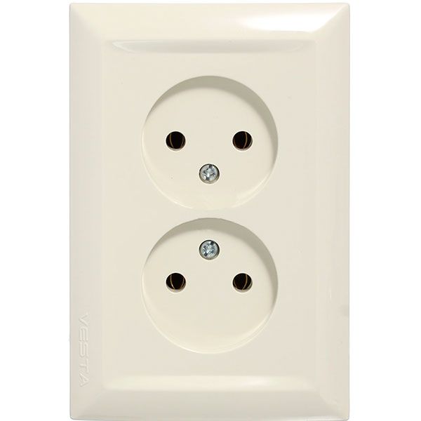 Розетка Underprice Vesta двойная без заземления кремовая