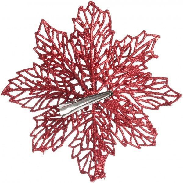 Новогодняя декорация Пуансеттия ажурная красная