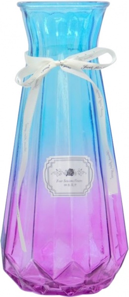 Ваза стеклянная розово-голубая Crystal Fiona 30 см YIWU