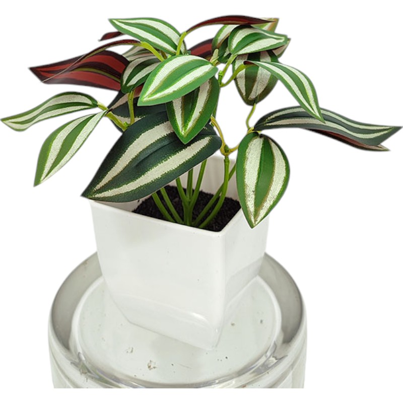 Цветок искусственный Традесканция полосатая в белом горшке 15 см 68917