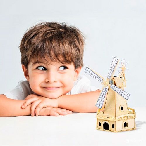 Конструктор Robotime Большая мельница на солнечных батарейках W140