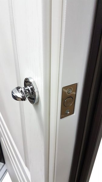 Дверь входная Булат Олимп 216 дуб графит / белая текстура 2050x950мм левая