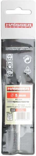 Сверло по дереву Haisser 51x85 мм 5 мм