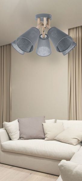 Люстра потолочная TK Lighting Vaio 3x60 Вт E27 серый/дерево 658 
