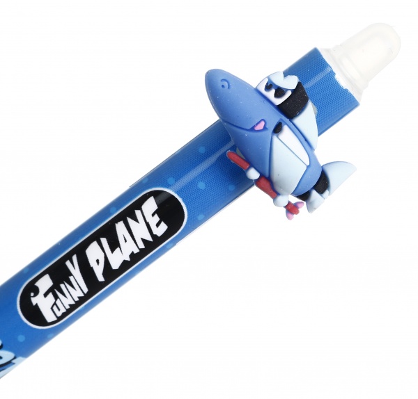 Ручка гелевая напиши-зитры самолет синий 