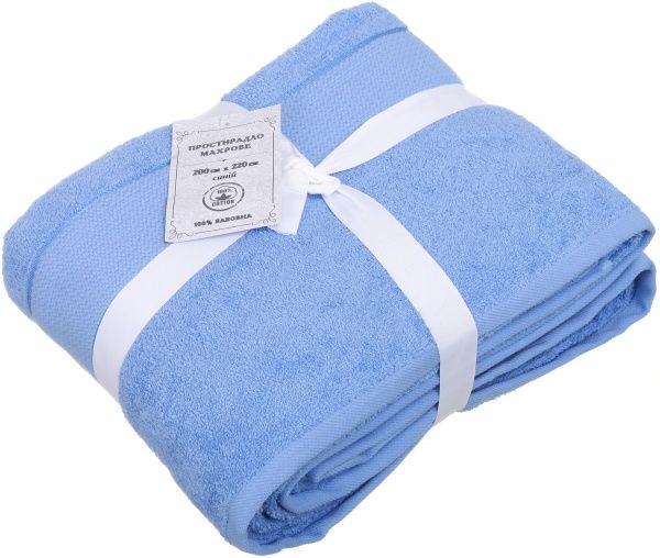 Простирадло махра 200x220 см синій ТЕКС 