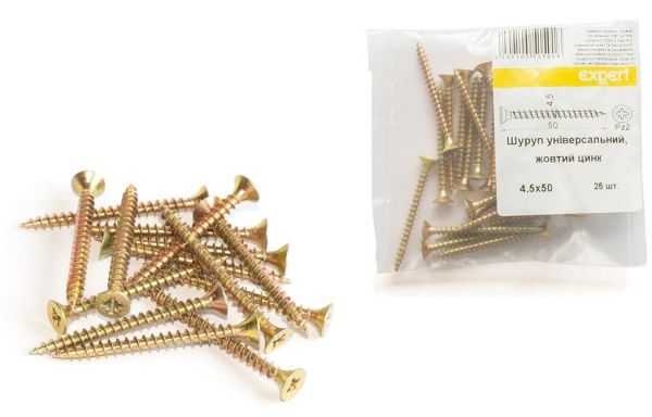 Шуруп універсальний потайна головка ЦЖ 4,5x50 мм 25 шт. жовтий Expert Fix