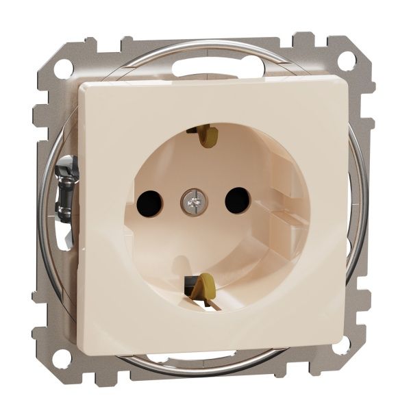 Розетка силовая с заземлением Schneider Electric Sedna Design со шторками без крышки бежевый SDD112022