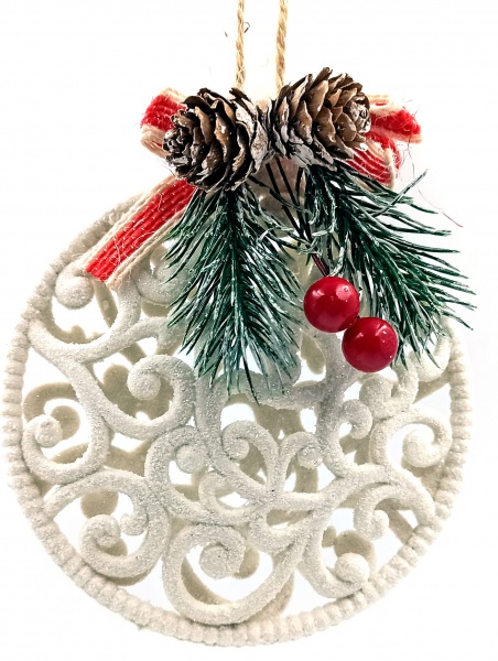 Декоративная подвеска Медальон 12 см белый