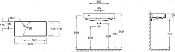 Умывальник Jacob Delafon Rythmik 80 EXP112