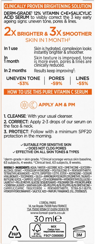 Сыворотка L'OREAL Professionnel Skin Expert Ревиталифт Клиникал Витамин С для придания сияния 30 мл