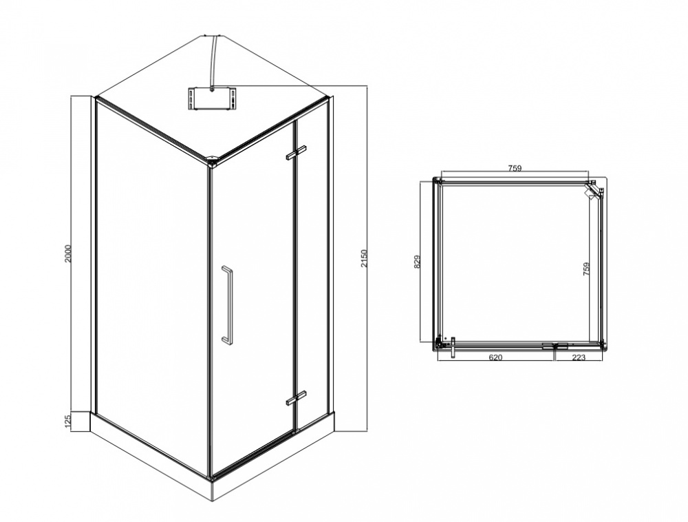 Гидромассажный бокс Koller Pool Optima 90×90×215 см, чёрный