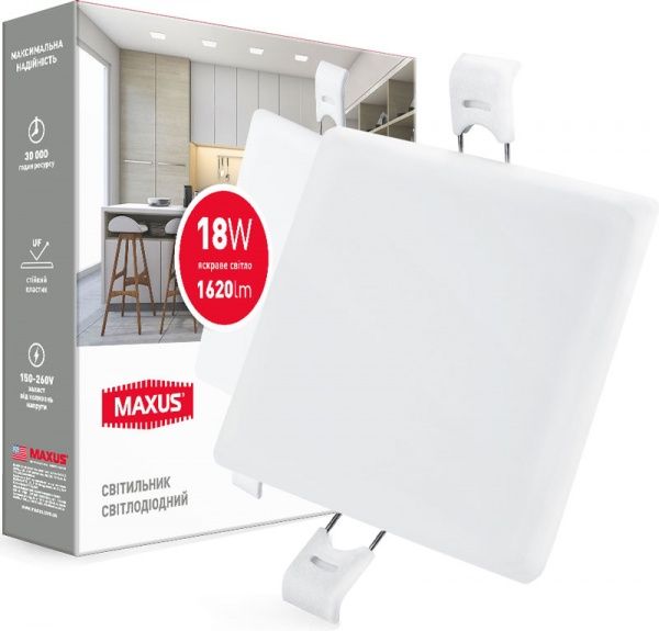 Светильник точечный Maxus Sp Edge квадрат LED 18 Вт 4100 К белый 