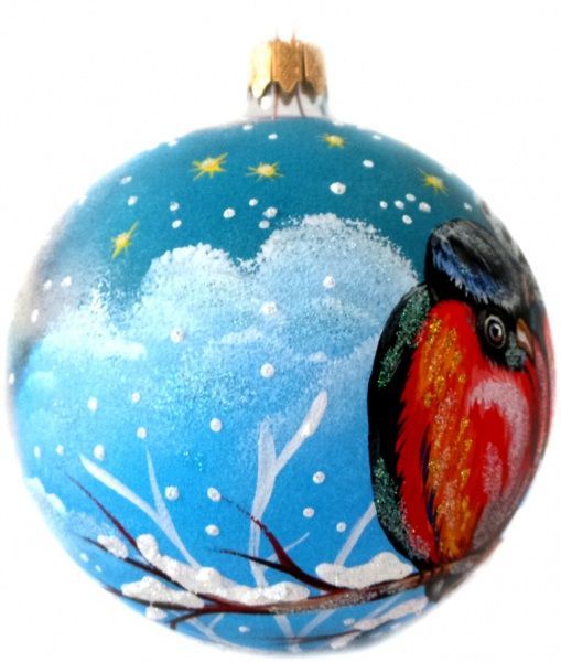 Шар стеклянный Птички 3 d80 К-320-80 синий/разноцветный