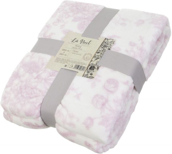 Плед Flannel Roses 200x220 см білий із рожевим La Nuit 