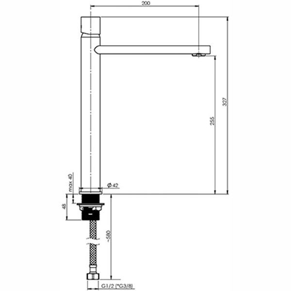 Змішувач для умивальника Rubineta високий Etna-18/D ETD0008