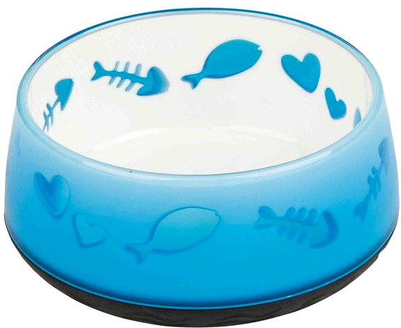 Миска Trixie для кошек Рыбка/Сердце пластиковая на резиновой основе 0.3 л 12 см (24420)