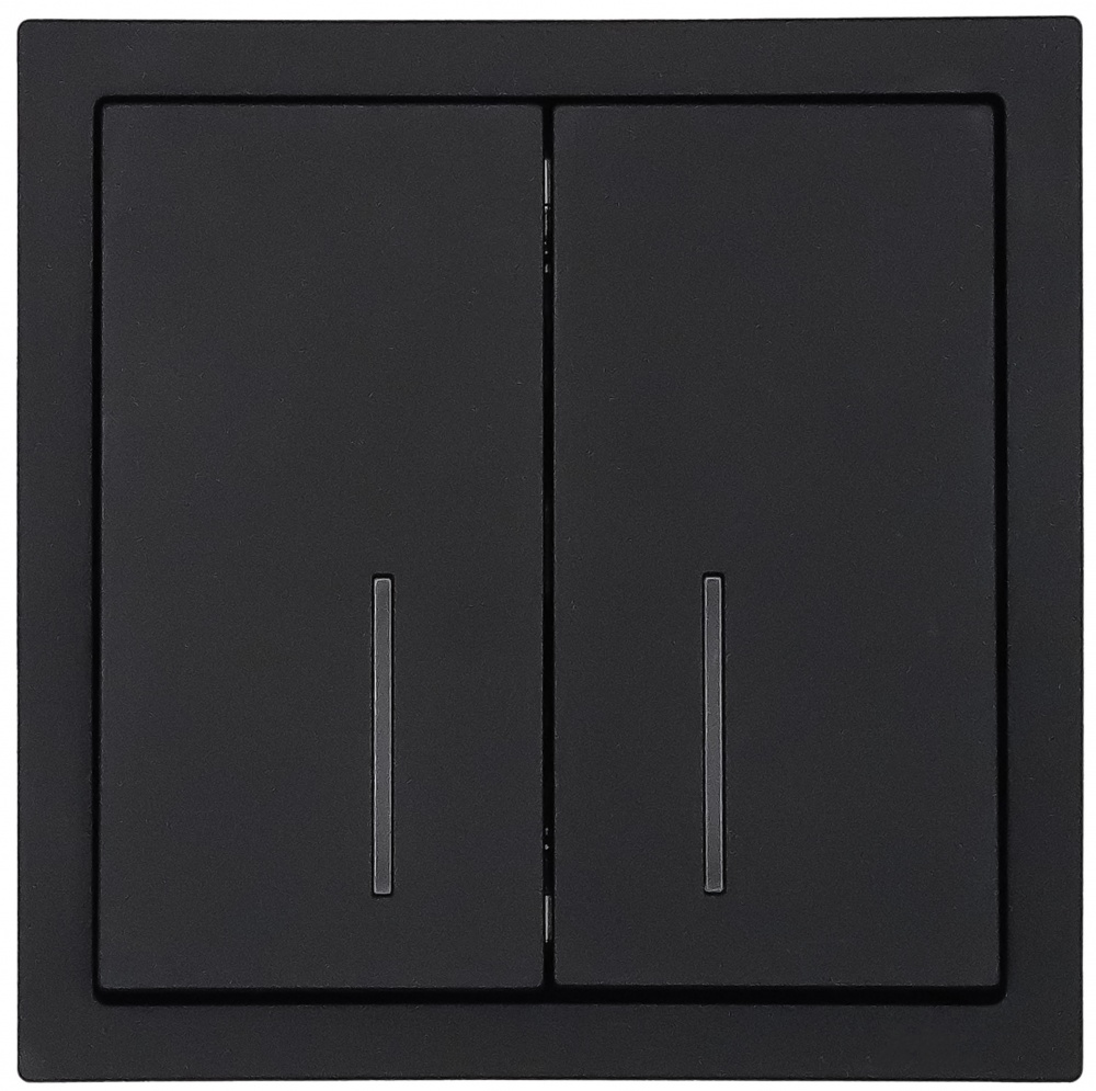 Механізм вимикача двоклавішний HausMark Juna з підсвіткою чорний