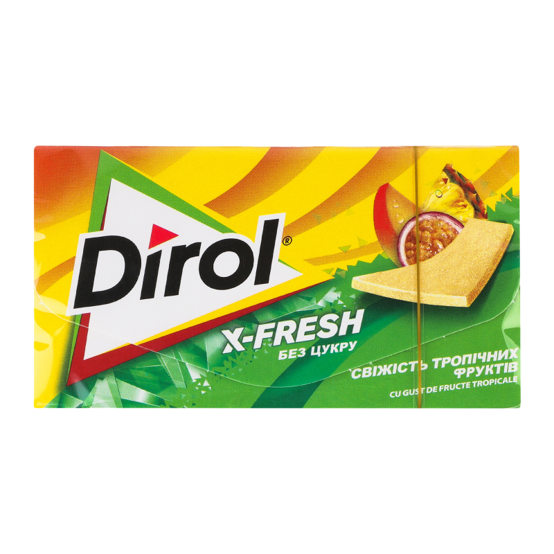 Жувальна гумка Dirol без цукру в пластинках Свіжість тропічних фруктів X-Fresh