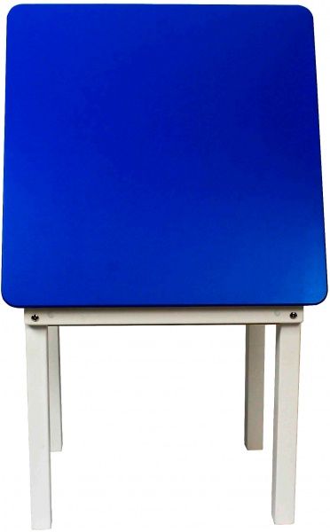 Столик Yuliana Woody 60 х 60 белый с пеналом синяя столешница 12013361