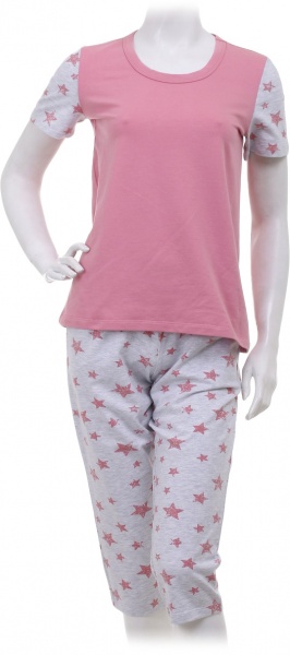Пижама женская Flis clothes Звездочка р. M розовый с серым 