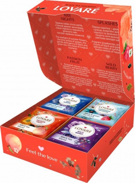 Чай черный Lovare и зеленый пакетированный ассорти (32x2 г) 32 шт. 