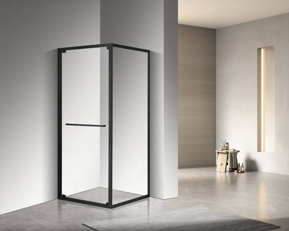 Душевое ограждение EGO EGOIST SLIDE 90х90х200 см, стекло проз 6мм, проф черный алюм
