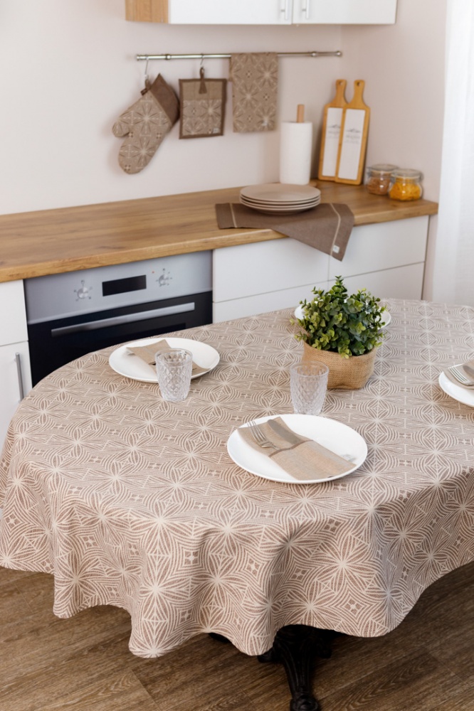 Скатерть овальная 133х240 Корица Прованс