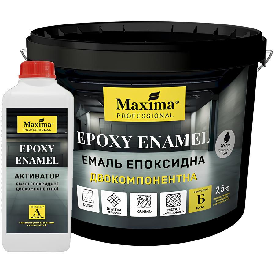 Эмаль эпоксидная Maxima PROFESSIONAL EPOXY ENAMEL двухкомпонентная белая глянец 3кг