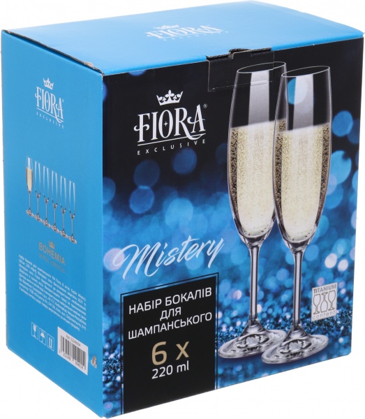 Набор бокалов для шампанского Fiora Mistery 220 мл 6 шт. (Martina 220 ml 6)