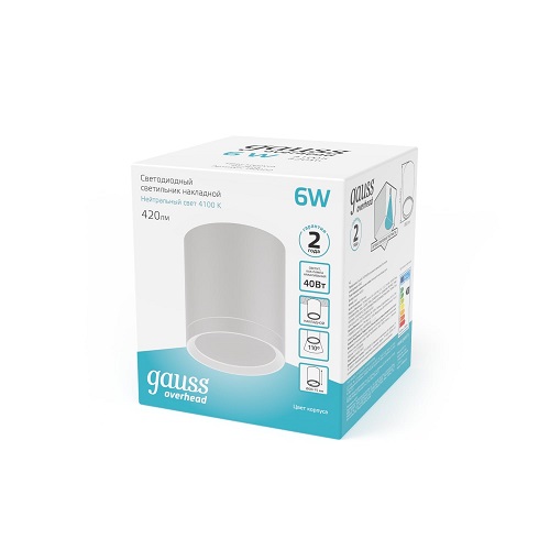 Светильник светодиодный Gauss 6 Вт 4100 К алюминий/белый HD022 