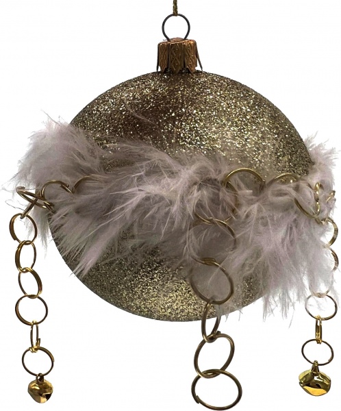 Шар элит с перьями d 80 мм золотой