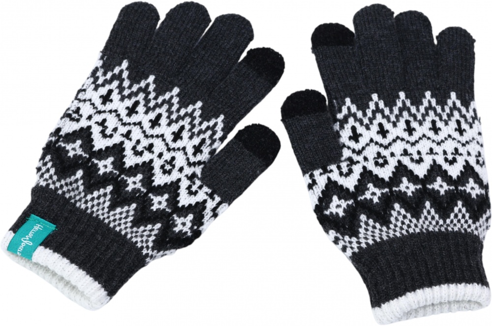 Рукавиці HW для хлопчиків з орнаментом р.14-16 сірий