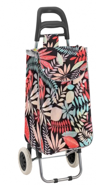 Візок господарський 33 л на колесах, пластик чорний, малюнок Осінь