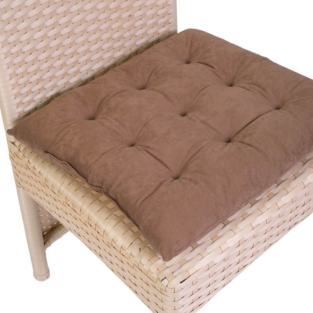 Подушка на стілець стьобана 9 закріпок коричневий Mira 06