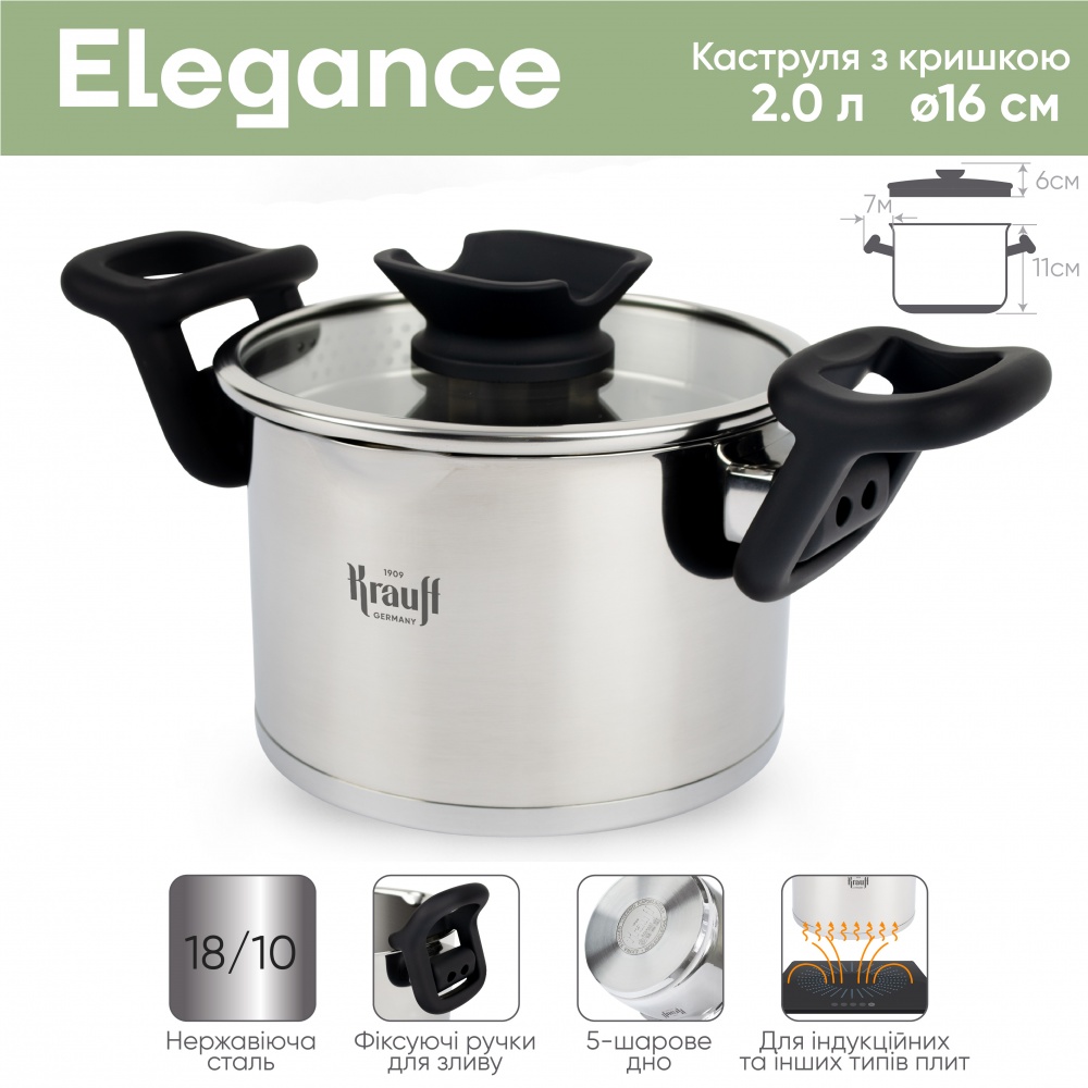 Кастрюля с крышкой Krauff Elegance 2 л 26-247-028
