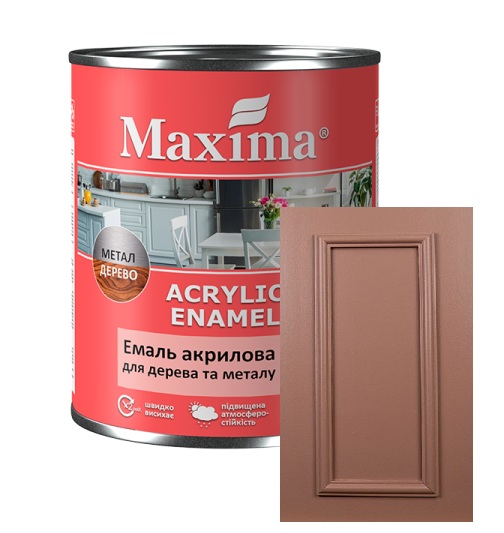 Емаль акрилова універсальна Maxima для дерева та металу мокко шовковистий мат 0,75л