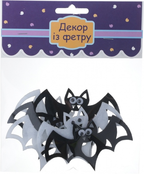 Декор из фетра Мыши 6 шт. 5х8 см черный с белым