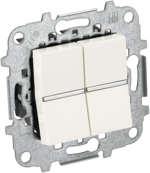 Выключатель проходной двухклавишный ABB Zenit без подсветки 10 А 230В IP20 белый N2242 BL Z