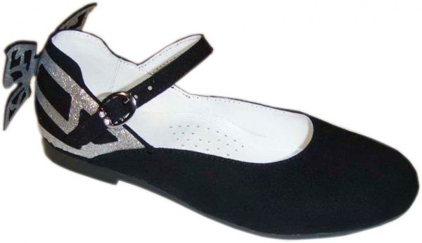 Балетки Bistfor для дівчинки р.31 чорний зі сріблястим 87702/46 