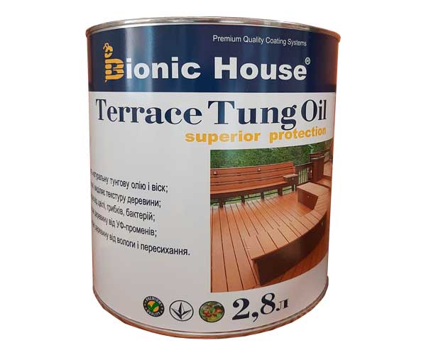 Олія тунгова Bionic House для терас Terrace Tung Oil горіх 2,8 л