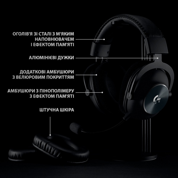 Гарнітура ігрова Logitech PRO X Wireless LIGHTSPEED Gaming Headset black (981-000907) 