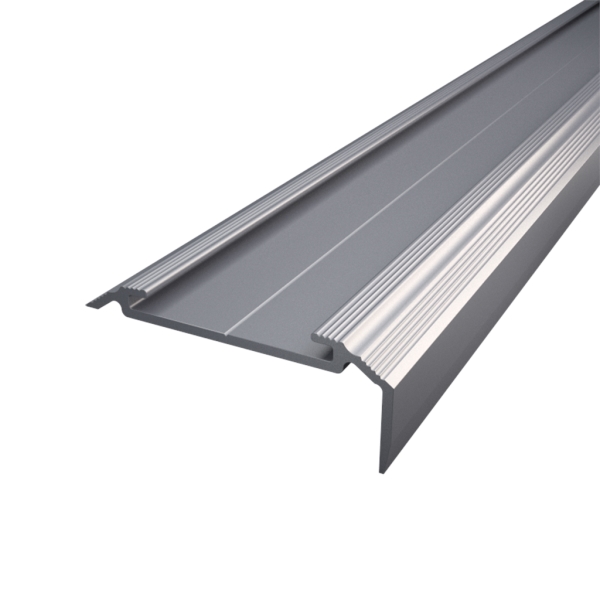 Порожек алюминиевый ПАС-1477 АЛЮПРО фигурный антискользящая вставка 48х20x2000 мм серый 