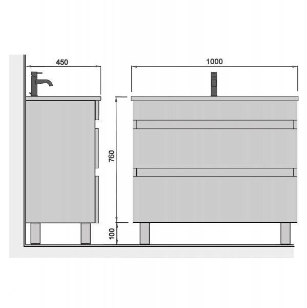 Тумба Мойдодыр Soft White 100 с умывальником Cosmopolitan 100 напольная