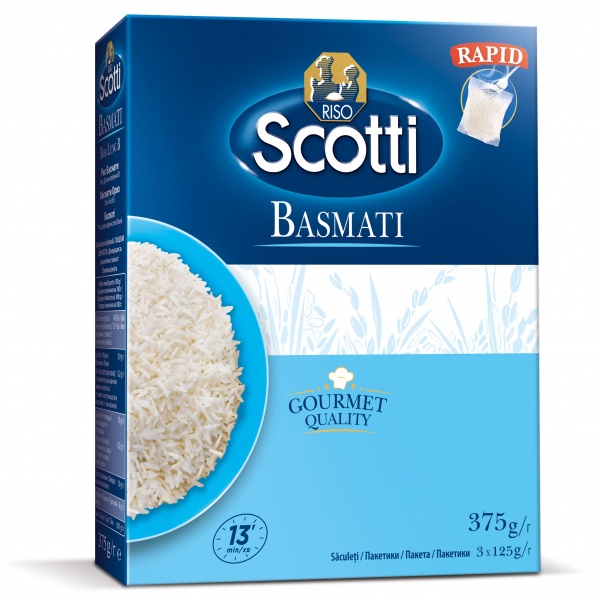 Рис Riso Scotti довгозернистий Басматі у пакетиках 3х125г 375 г 