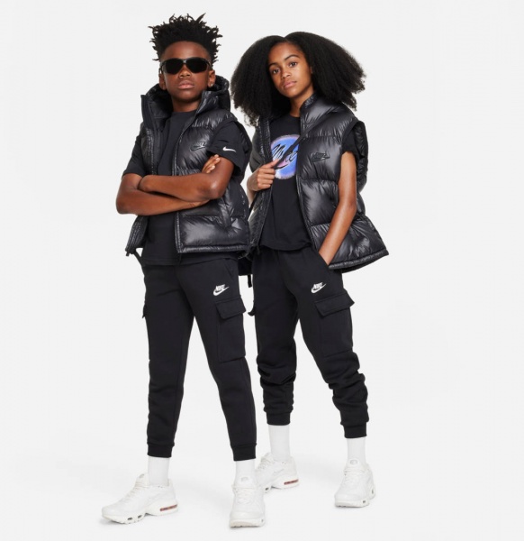 Брюки Nike K NSW CLUB FLC CRGO PNT LBR FD3012-010 р. M черный